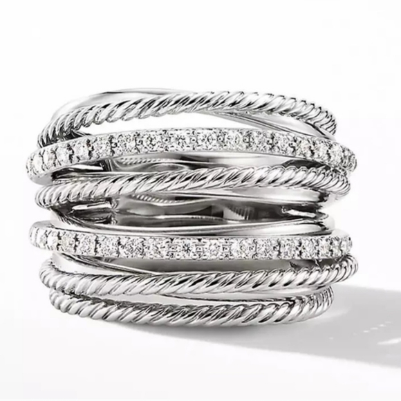 Jewelry - New 925 Sterling Silver Diamond Halo Ring